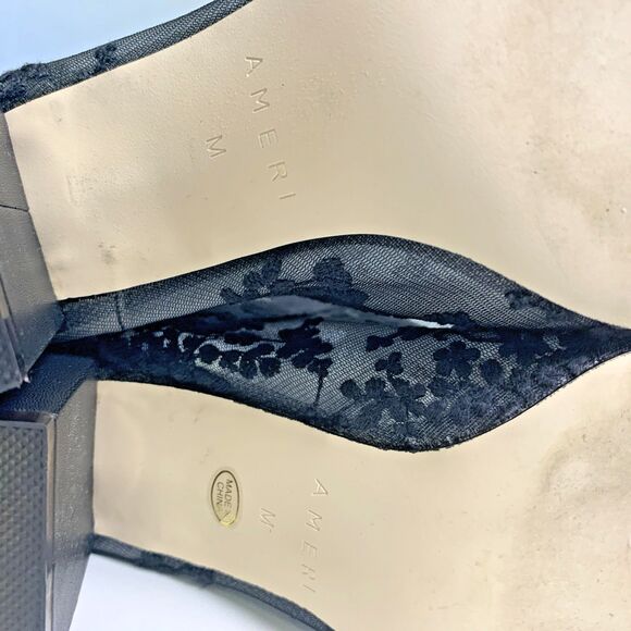 Ameri Vintage Sheer Embroidery Mesh Boots Black Floral Block Heel Size M US 7 - Picture 13 of 13